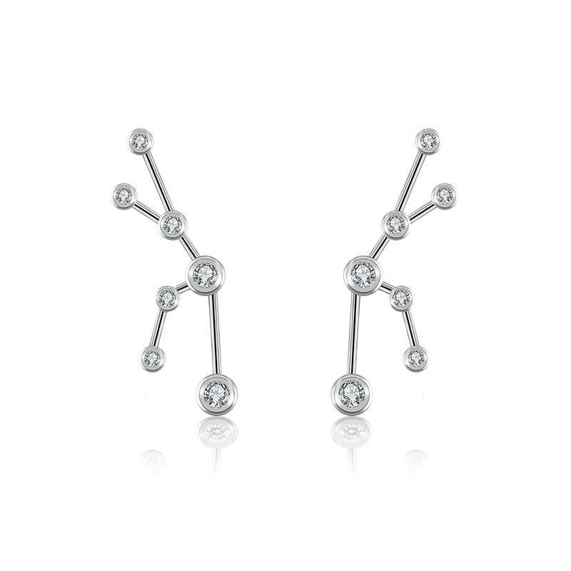 18K Gold Taurus Constellation Diamond Earrings White Gold Izakov Diamonds + Fine Jewelry