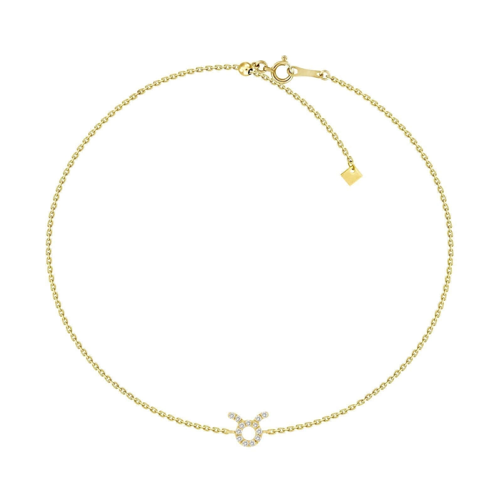 18K Gold Zodiac Sign Diamond Bracelet Taurus / Yellow Gold Izakov Diamonds + Fine Jewelry