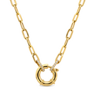 Diamond Spring Clasp Paper Clip Chain Necklace