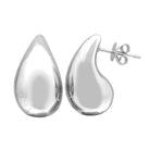 Elegant teardrop design silver earrings showcased on a white background, ideal for adding style to any outfit.
