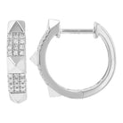 3-Row Micro Pave Diamond Pyramid Stud Huggies in 14k gold by Izakov Fine Jewelry, Miami, Florida.
