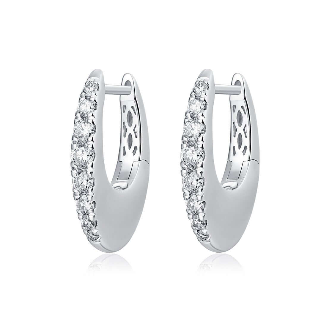 14K Gold Bold Oval Diamond Hoops in a stunning design with sparkling diamonds, perfect for any occasion.