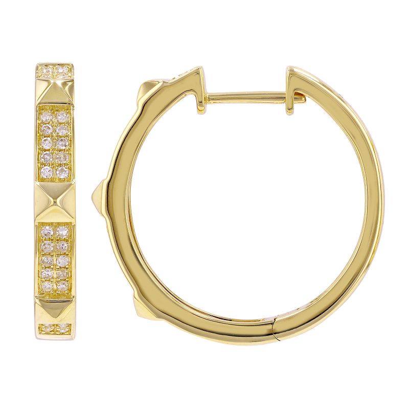 14K Gold 2-Row Micro Pave Diamond Pyramid Stud Hoops - Earrings - Izakov Diamonds + Fine Jewelry