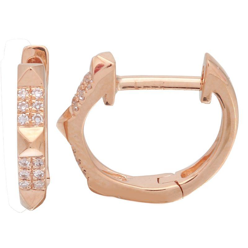 Rose gold hoop earrings with diamond accents for an elegant and sophisticated look – perfect for any occasion.