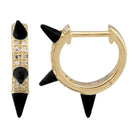 Gold hoop earrings with black spikes and diamond accents by our jewelry brand