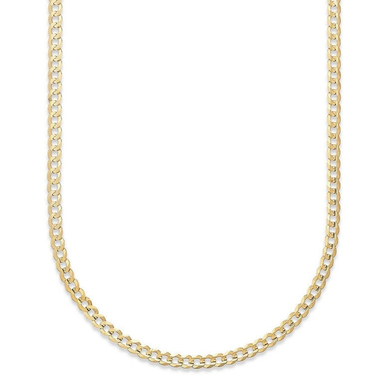 14K Gold 3mm Flat Cuban Chain Link Necklace 3mm Yellow Gold Necklaces by Izakov Diamonds + Fine Jewelry | Izakov