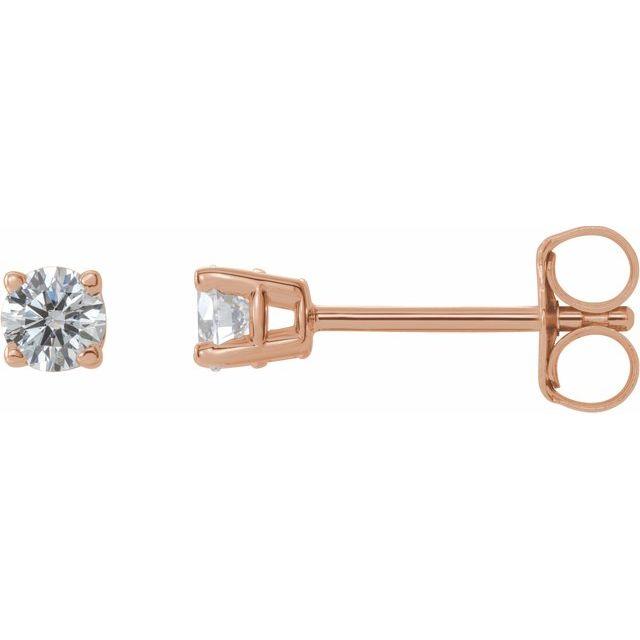 Rose gold diamond stud earrings showcasing a sparkling round diamond in a classic four-prong setting, perfect for any occasion.