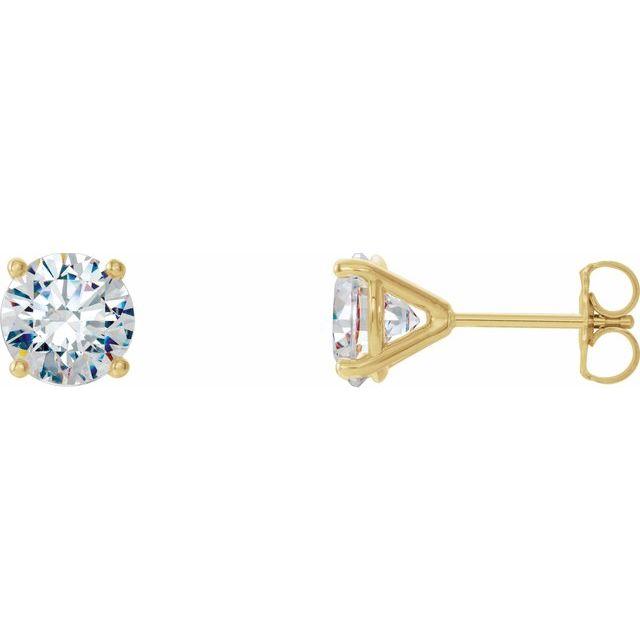 Elegant round-cut diamond stud earrings in gold setting from our jewelry brand.