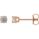 Rose gold stud earrings with round diamond solitaire, fine jewelry brand collection