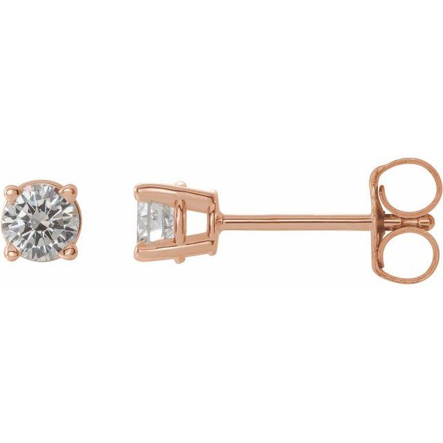 Rose gold stud earrings with round diamond solitaire, fine jewelry brand collection