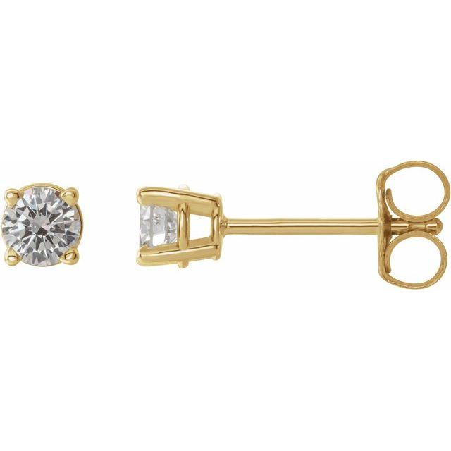 Gold stud earrings with round-cut diamond centerpiece