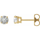 Gold stud earrings with round brilliant diamonds, perfect for adding elegance to any jewelry collection.