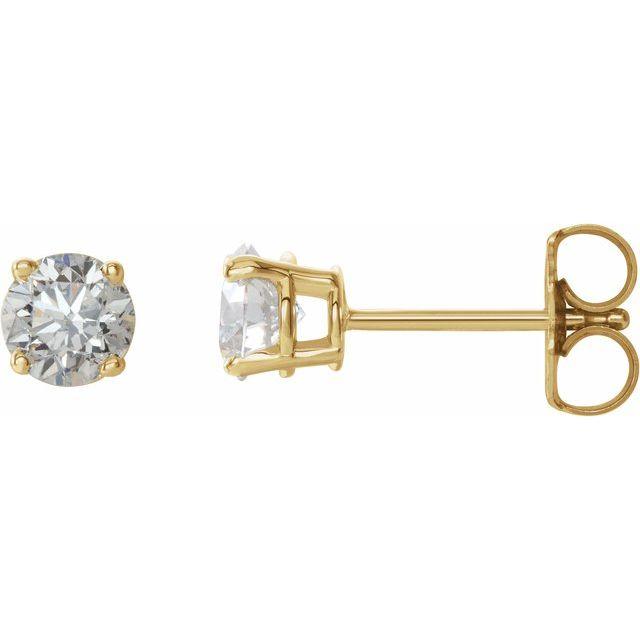 Gold stud earrings with round brilliant diamonds, perfect for adding elegance to any jewelry collection.