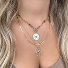 14K Gold Baguette Diamond Evil Eye Medallion Necklace Charm Yellow Gold Charms & Pendants by Izakov Diamonds + Fine Jewelry | Izakov