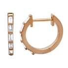 Rose gold hoop earrings with rectangular diamond accents - elegant jewelry by [Your Brand]