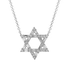 14K Gold Baguette Diamond Star of David Necklace White Gold Necklaces by Izakov Diamonds + Fine Jewelry | Izakov