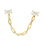 14K Gold Baguette Diamonds Cable Link Chained Earring Single Earrings by Izakov Diamonds + Fine Jewelry | Izakov