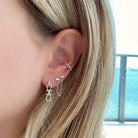 14K Gold Baguette Diamonds Cable Link Chained Earring - Earrings - Izakov Diamonds + Fine Jewelry