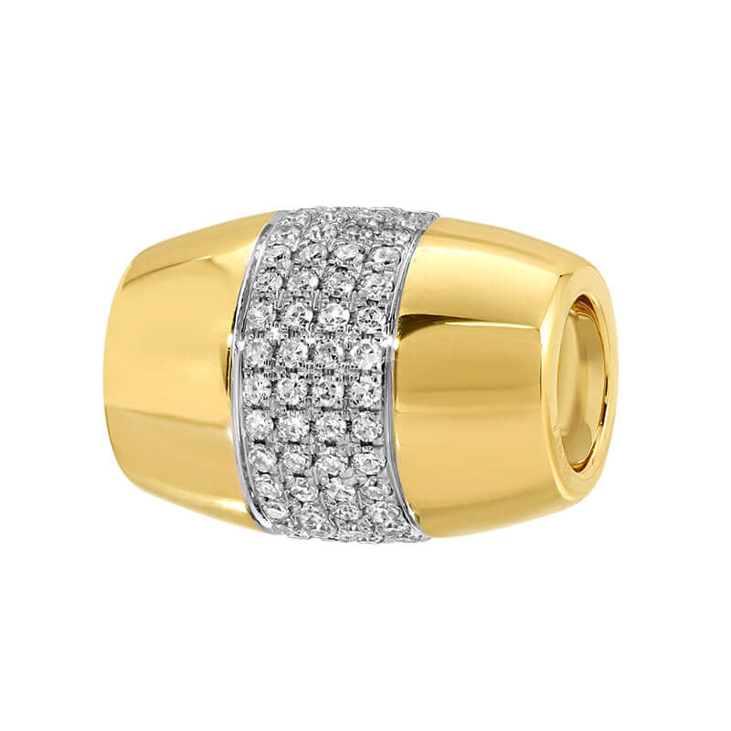 14K Gold Barrel Diamond Rondelle featuring micro pavé-set diamonds for elegant sparkle.