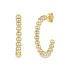 14K Gold Beaded Ball J-Hoop Earrings - Earrings - Izakov Diamonds + Fine Jewelry