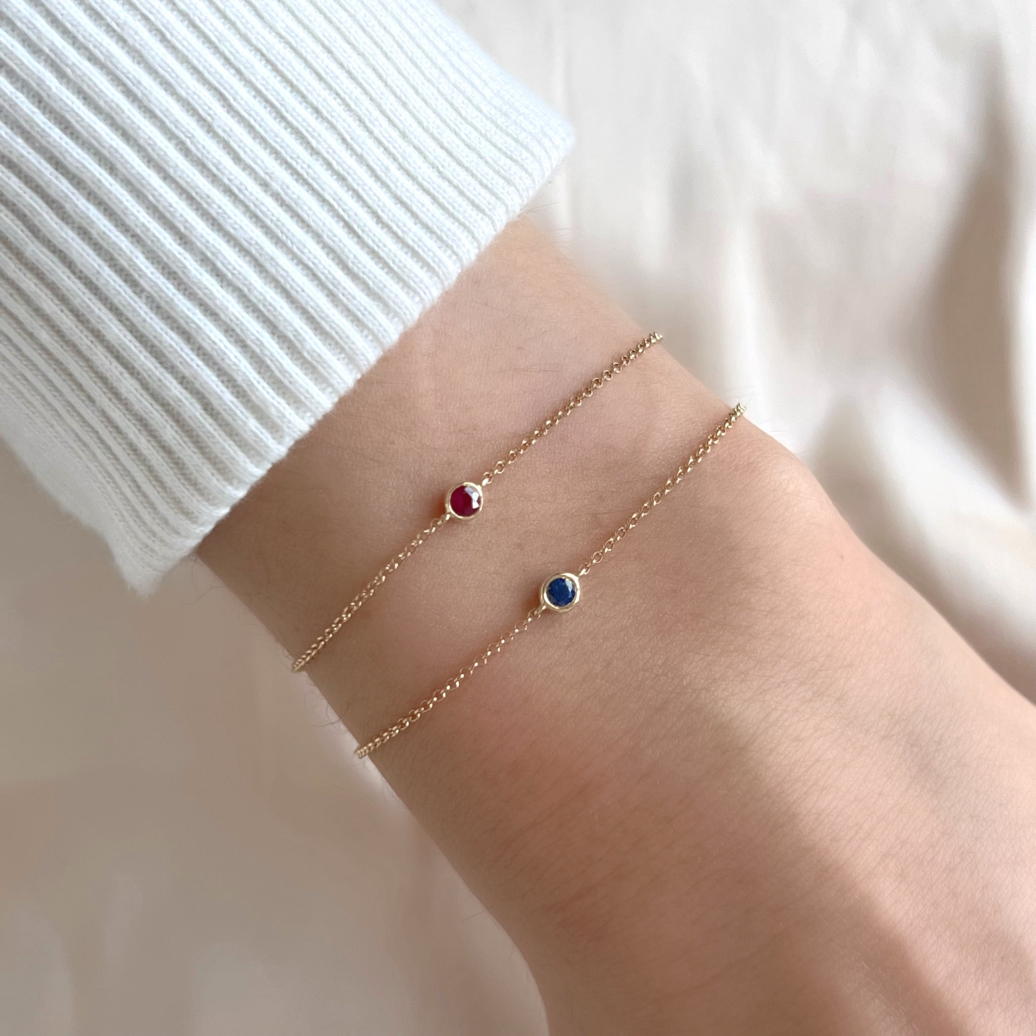 18K Gold September Birthstone Sapphire Bezel Bracelet - Bracelets - Izakov Diamonds + Fine Jewelry