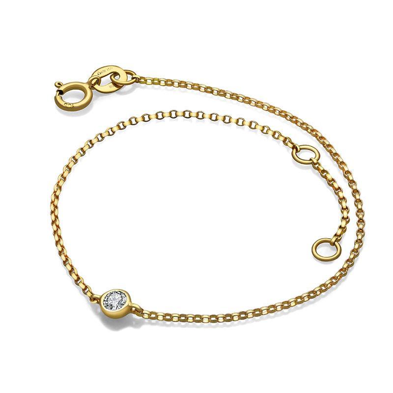 Elegant gold chain bracelet featuring a single diamond from our luxury jewelry collection.