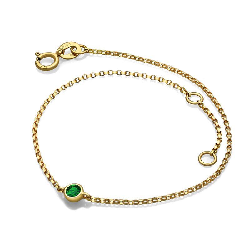 14K Gold Bezel Birthstone Bracelet Elegant Personalized – IZAKOV