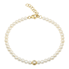 14K Gold Bezel Diamond Pearl Bracelet - Bracelets - Izakov Diamonds + Fine Jewelry