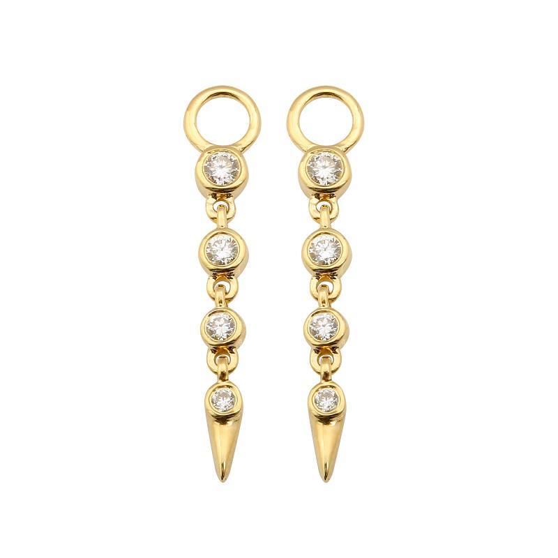 Bezel Diamonds Spike Earring Charms in 14k gold with diamond details by Izakov Fine Jewelry.