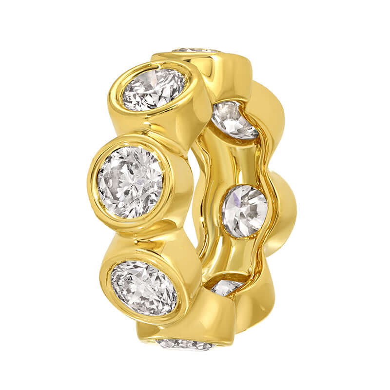 14K Gold Bezels Set Diamond Rondelle featuring round diamonds in an eternity style, elegant and durable jewelry piece.