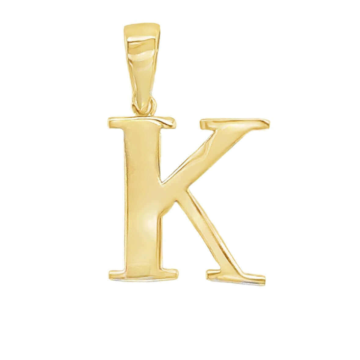 Gold letter K pendant from our exclusive jewelry collection.