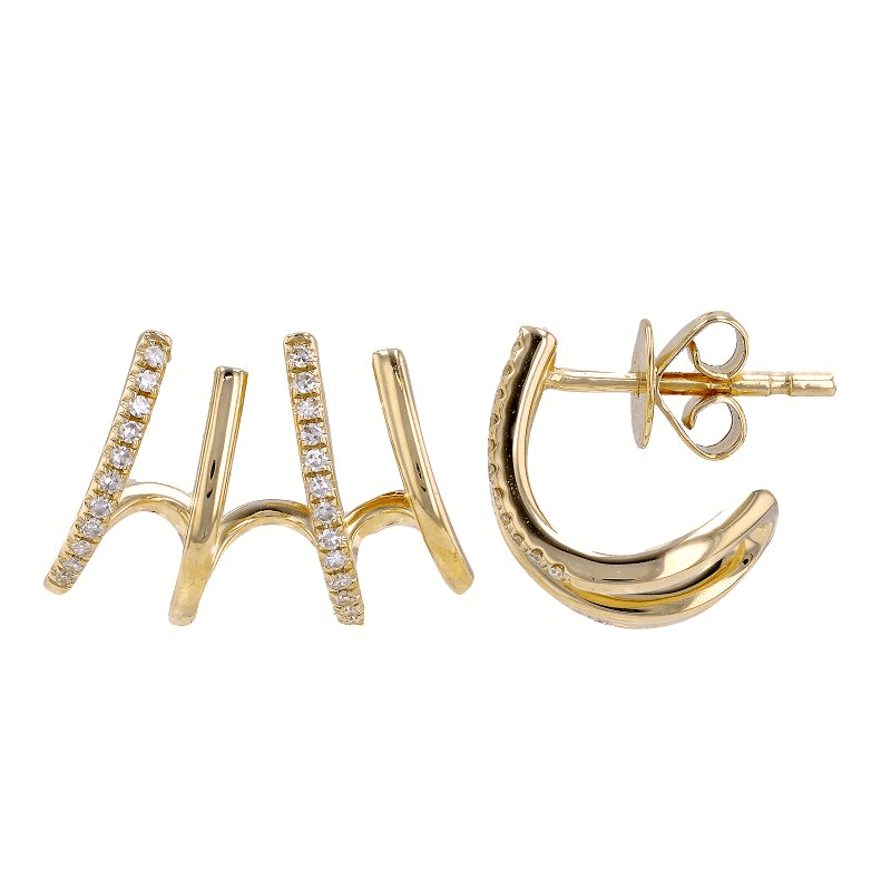 Elegant gold and diamond earrings from our jewelry collection with unique geometric design for a modern, stylish look.