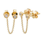 14K Gold Chained Diamond Bezel Earrings Single Earrings by Izakov Diamonds + Fine Jewelry | Izakov