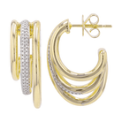 14K Gold Chunky 3-Row Micro Pave Diamond J-Hoop Earrings - Earrings - Izakov Diamonds + Fine Jewelry