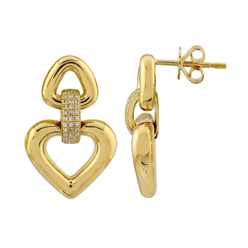 Heart-shaped gold earrings with diamond accents from our jewelry collection