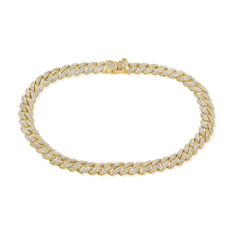 14K Gold Micro Pave Diamond Miami Cuban Link Bracelet Yellow Gold Bracelets by Izakov Diamonds + Fine Jewelry | Izakov