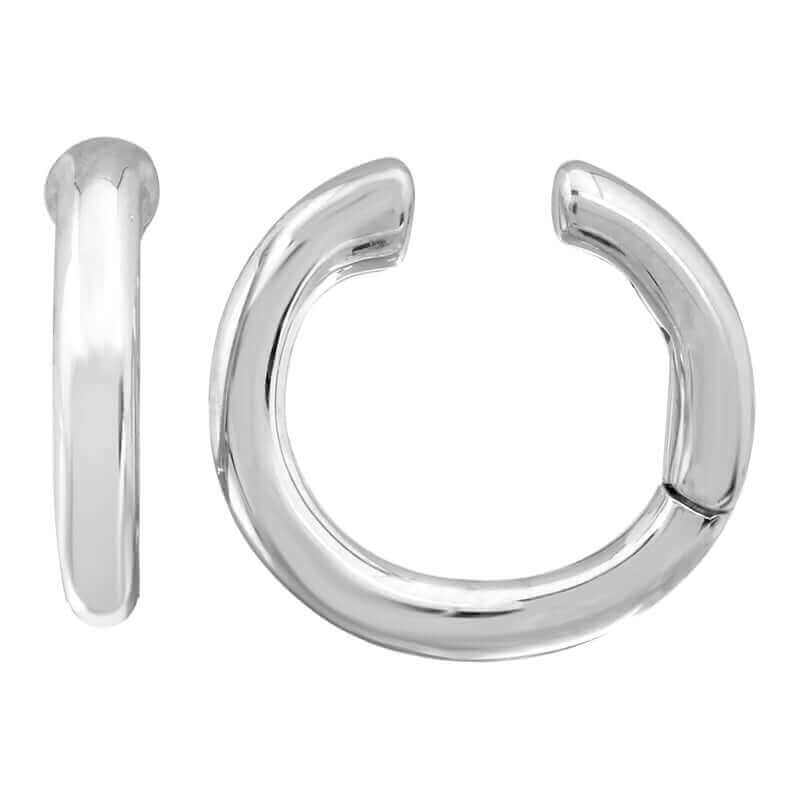 Sleek silver hoop earrings from our jewelry collection, perfect for a modern, elegant look.