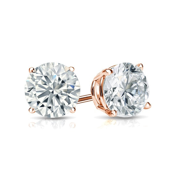 14K Gold Classic Round Lab-Grown Diamond Stud Earrings Rose Gold 1.00 Earrings by Izakov Diamonds + Fine Jewelry | Izakov