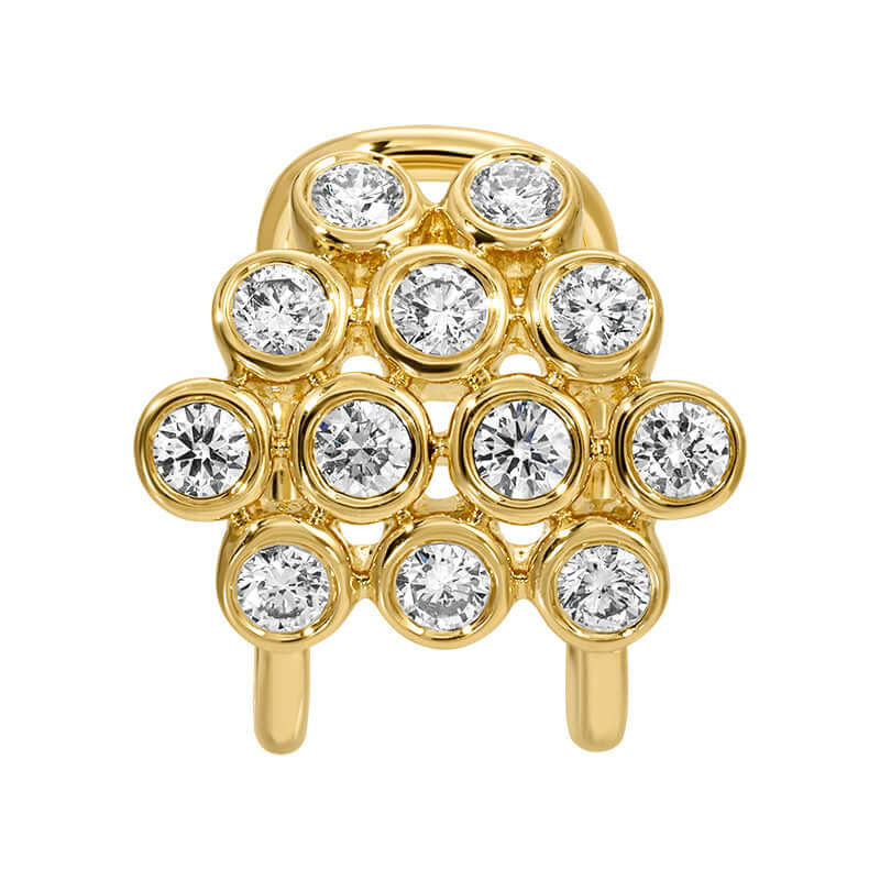 Gold jewelry piece with multiple round diamonds, designed for luxury appeal by our brand.