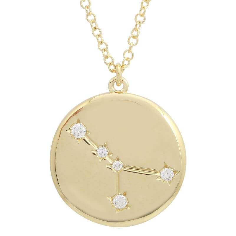 Gold constellation necklace with diamond accents by our jewelry brand.