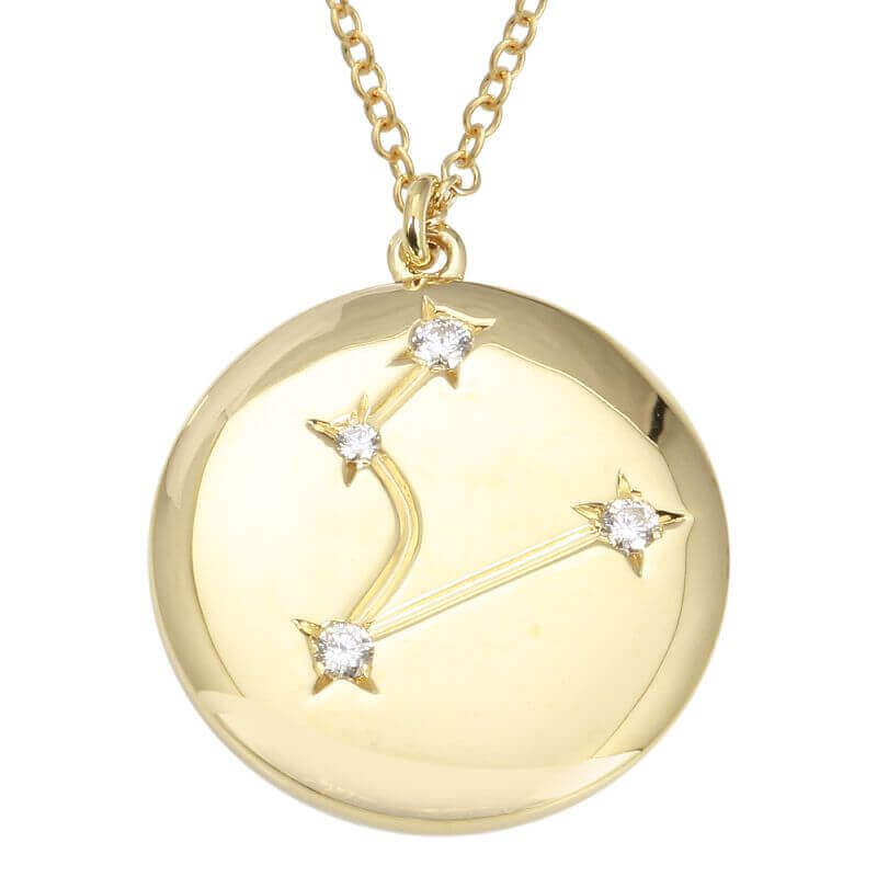 Gold zodiac constellation necklace with diamond accents from our luxury jewelry collection