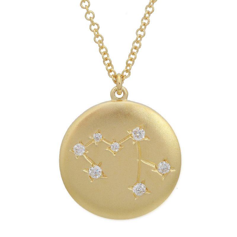 Gold pendant necklace with constellation design and diamond accents from our luxury jewelry collection.