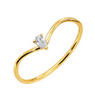 14K gold curved petite pear shaped diamond ring with natural 0.07 carat diamond, perfect for stacking and elevating any outfit.