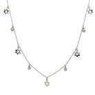 Silver necklace with star-shaped charms and crystals from our exclusive jewelry collection.