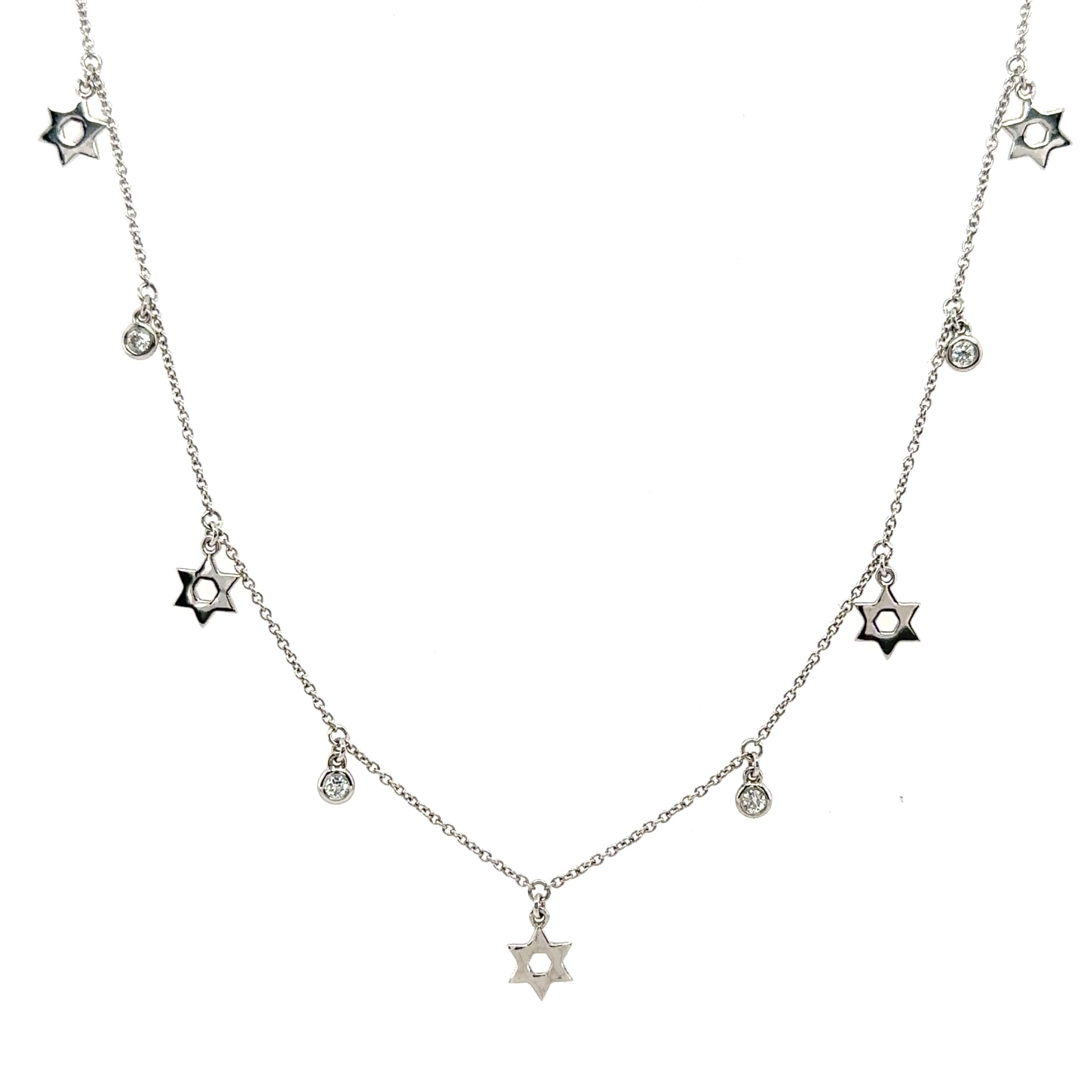 Silver necklace with star-shaped charms and crystals from our exclusive jewelry collection.