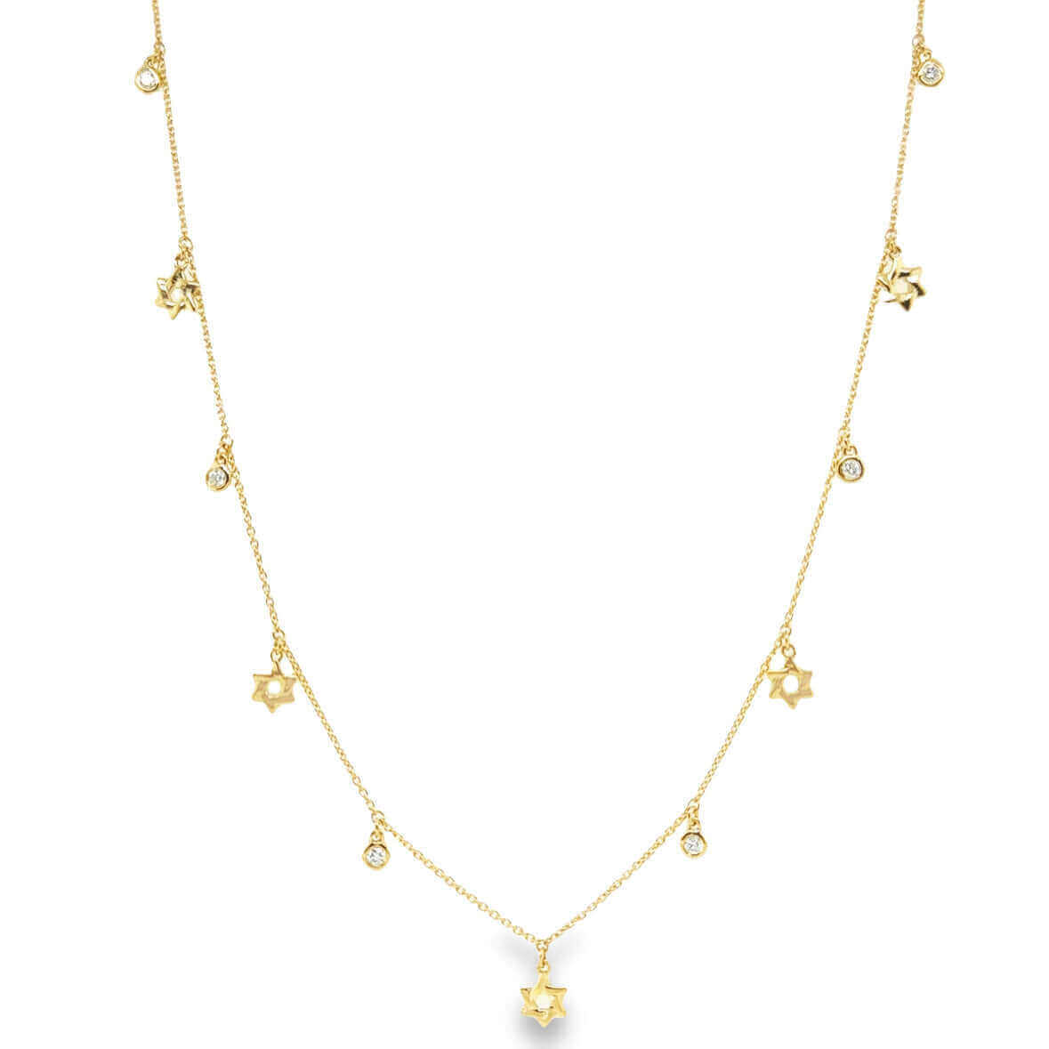 Elegant gold necklace with star and diamond charms from our exclusive jewelry collection