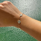 14K Gold Diamond Accented Fluted Clover Station Bracelet - Bracelets - Izakov Diamonds + Fine Jewelry