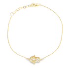 Elegant gold chain bracelet with a diamond-studded charm, perfect for adding a touch of luxury to any outfit from our jewelry brand.