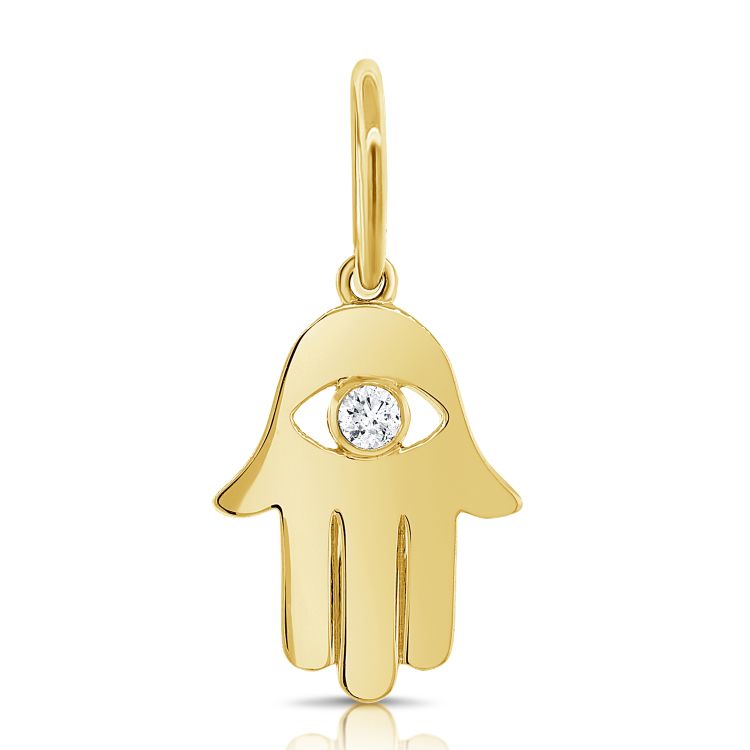 14K Gold Diamond Accented Hamsa Necklace Charm - Charms & Pendants - Izakov Diamonds + Fine Jewelry