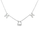 Elegant silver necklace with diamond-studded letters, delicate and perfect for enhancing your jewelry collection.